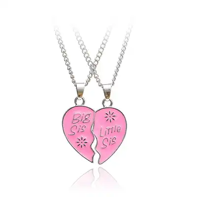 2pcs Women Heart Shaped Splice Design Alloy Box Chain Necklace Set