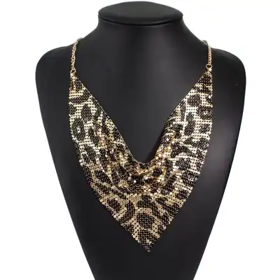 Women Exaggerated Inverted Triangle Water Wave Chain Alloy Necklace