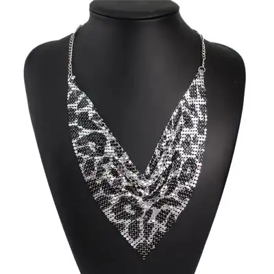 Women Exaggerated Inverted Triangle Water Wave Chain Alloy Necklace