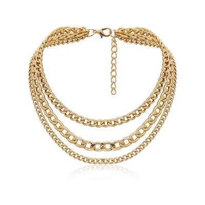 Women Retro Multilayer Secret Chain Geometric Necklace