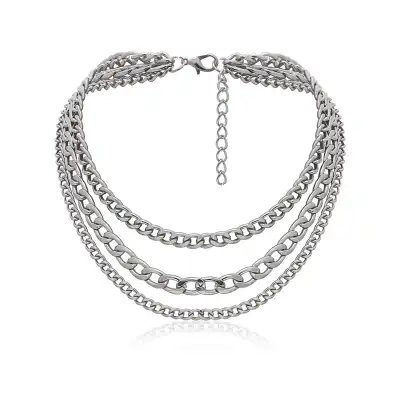 Women Retro Multilayer Secret Chain Geometric Necklace