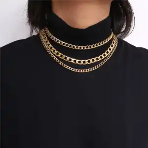 Women Retro Multilayer Secret Chain Geometric Necklace
