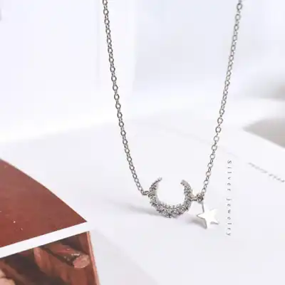 Women Minimalist Moon And Star Design Copper Necklace