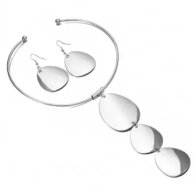 Women Exaggerated Alloy Collar Necklace And Earrings Set