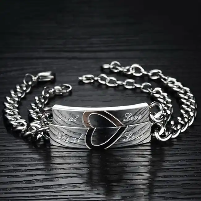 Lovers Fashion Heart Puzzle Bracelet Titanium Steel Couple