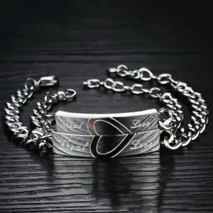 Lovers Fashion Heart Puzzle Bracelet Titanium Steel Couple