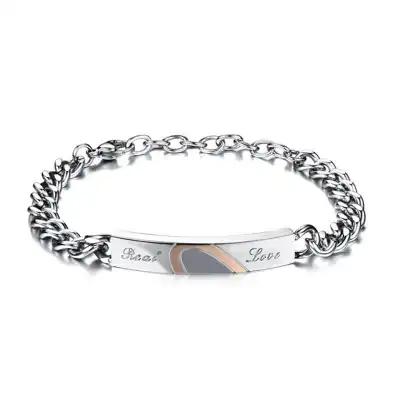 Lovers Fashion Heart Puzzle Bracelet Titanium Steel Couple