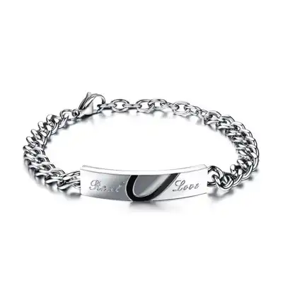 Lovers Fashion Heart Puzzle Bracelet Titanium Steel Couple