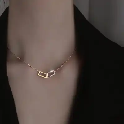 Women Minimalist Geometric Design Copper Cross Chain Necklace