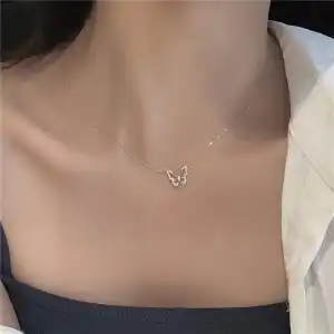 Women Simple Butterfly Design Copper Necklace