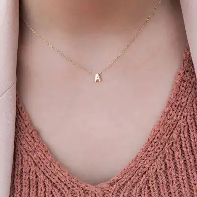 Creative Alphabet Letter Shape Pendant Design Necklace for Women