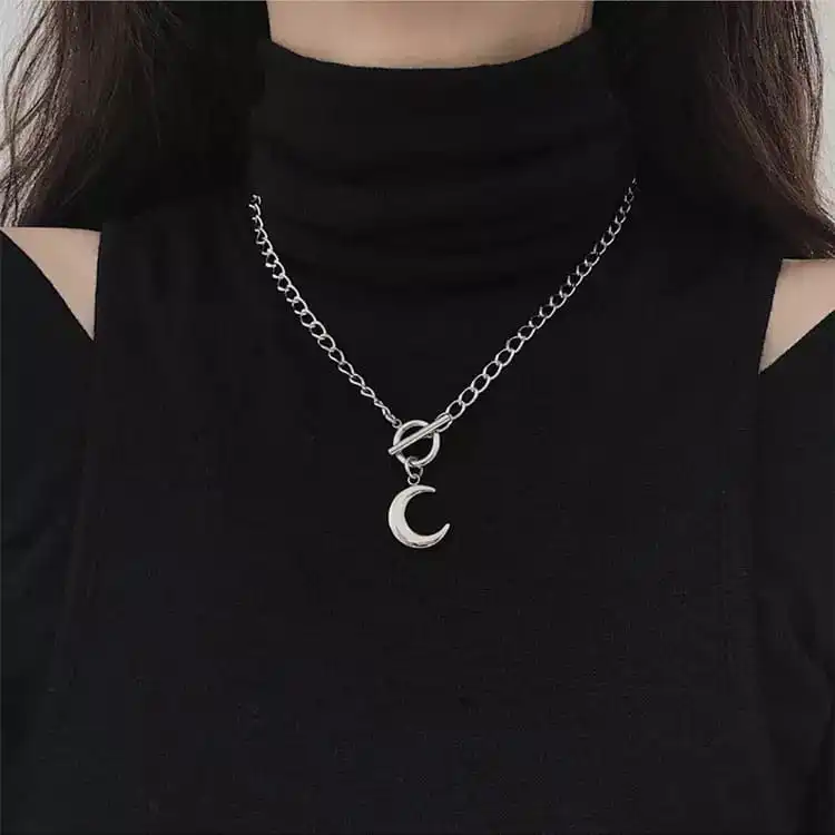 Fashion Moon Pendant Necklace Alloy Women's Long