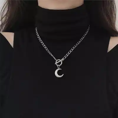 Fashion Moon Pendant Necklace Alloy Women's Long