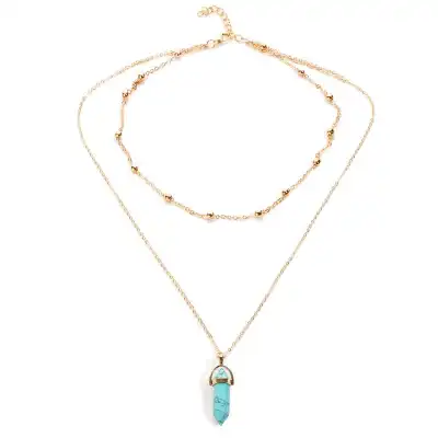 Fashion Crystal Pendant Geometric Multilayer Necklace