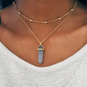Fashion Crystal Pendant Geometric Multilayer Necklace