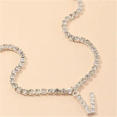 Fashion 26 English Letters Alphabet Pendant Full Rhinestone Necklace for Women