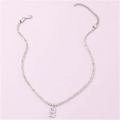 Fashion 26 English Letters Alphabet Pendant Full Rhinestone Necklace for Women