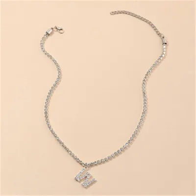 Fashion 26 English Letters Alphabet Pendant Full Rhinestone Necklace for Women