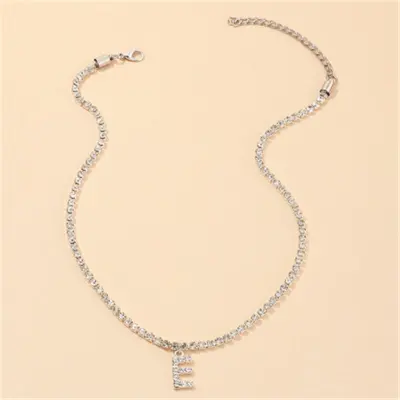 Fashion 26 English Letters Alphabet Pendant Full Rhinestone Necklace for Women