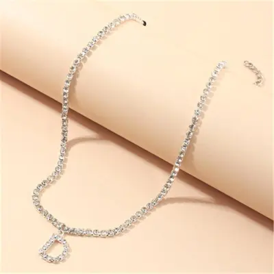 Fashion 26 English Letters Alphabet Pendant Full Rhinestone Necklace for Women