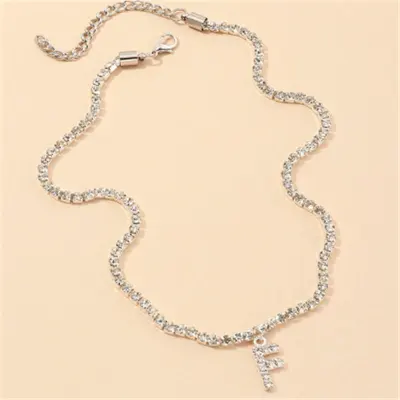 Fashion 26 English Letters Alphabet Pendant Full Rhinestone Necklace for Women