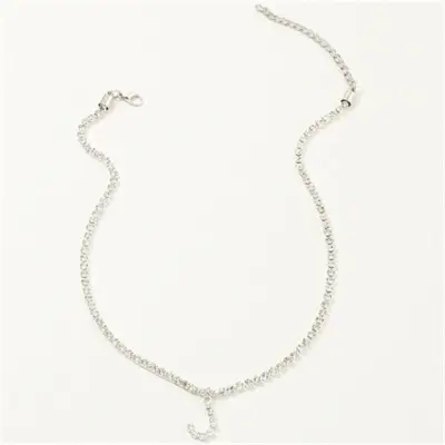 Fashion 26 English Letters Alphabet Pendant Full Rhinestone Necklace for Women