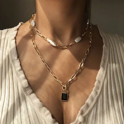 Elegant Multilayer Necklace with Pearl And Glass Drill Design for Women