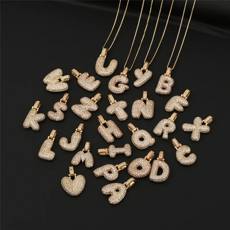 Creativity 26 Alphabet English Letter Pendant Zircon Decorative Necklace For Unisex