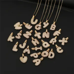 Creativity 26 Alphabet English Letter Pendant Zircon Decorative Necklace For Unisex