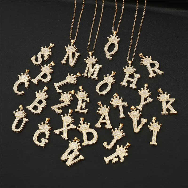 Hip-hop Style 26 Alphabet Letter Pendant Micro Inlay Zircon Necklace