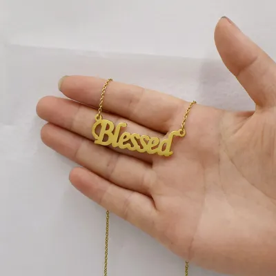 Minimalist English Letter Design Titanium Steel Pendant Necklace