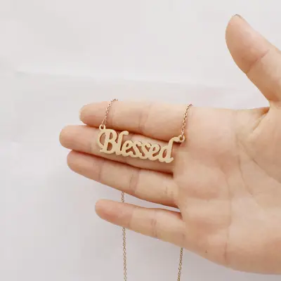 Minimalist English Letter Design Titanium Steel Pendant Necklace