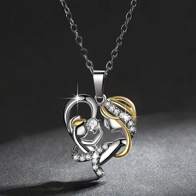 Women's Heart Shaped Pendant Copper Zircon Necklace Simple Design 51-80cm