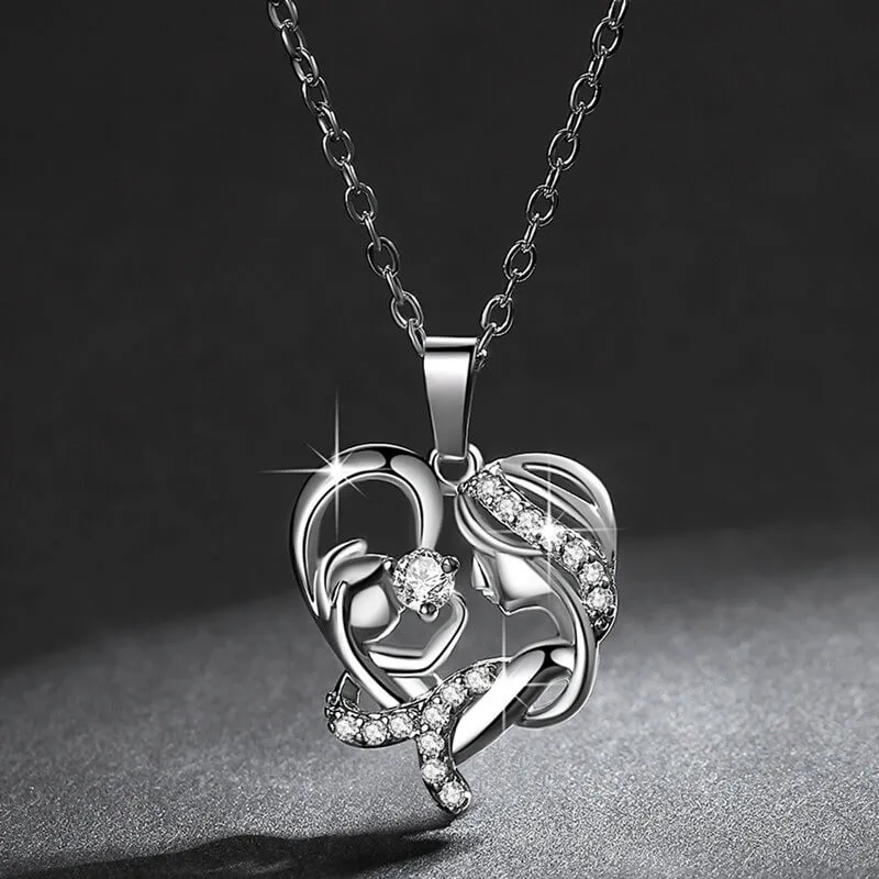 Women's Heart Shaped Pendant Copper Zircon Necklace Simple Design 51-80cm