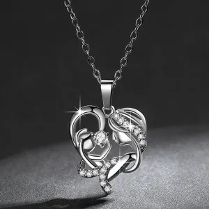 Women's Heart Shaped Pendant Copper Zircon Necklace Simple Design 51-80cm