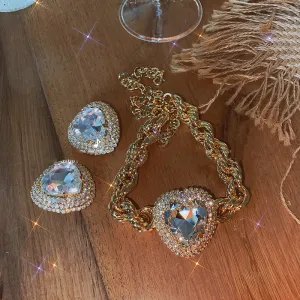 Fashion Heart Shaped Rhinestone Decorative Winding Necklace