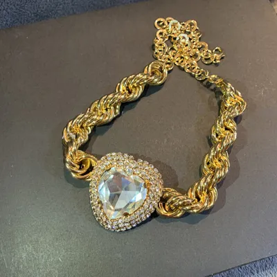 Fashion Heart Shaped Rhinestone Decorative Winding Necklace