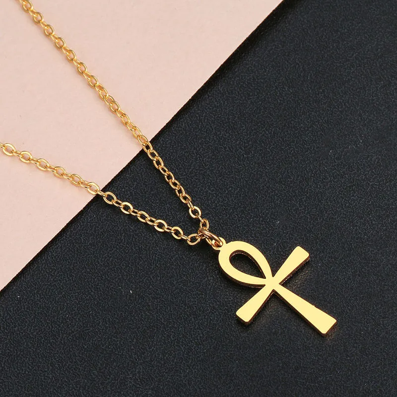 Simple Cross Design Pendant Necklace in Stainless Steel, Unisex Style