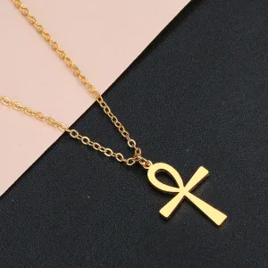 Simple Cross Design Pendant Necklace in Stainless Steel, Unisex Style