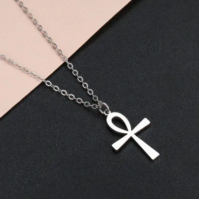 Simple Cross Design Pendant Necklace in Stainless Steel, Unisex Style