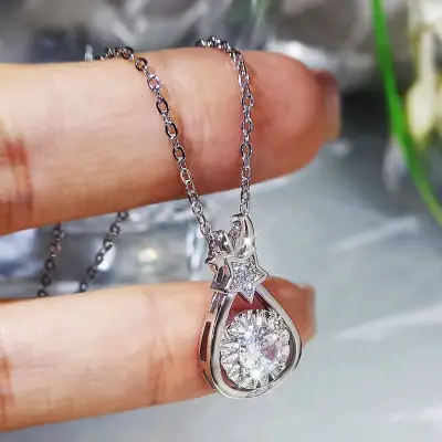 Women Fashion Water Drop Shape Rhinestone Necklace