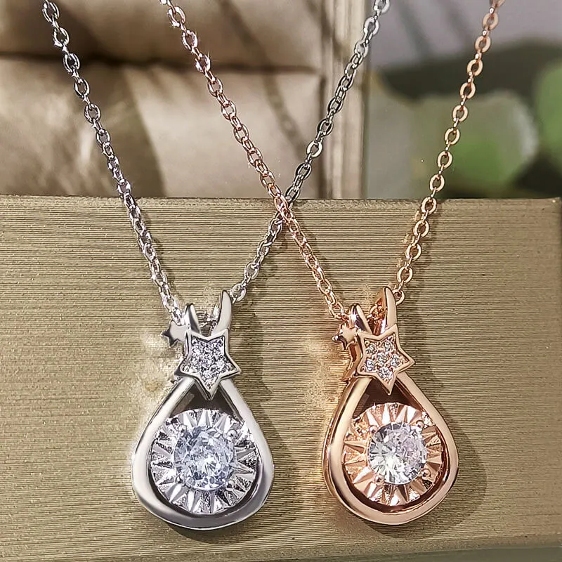 Women Fashion Water Drop Shape Rhinestone Necklace