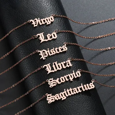 Women Minimalist Twelve Zodiac Design Stainless Steel Necklace