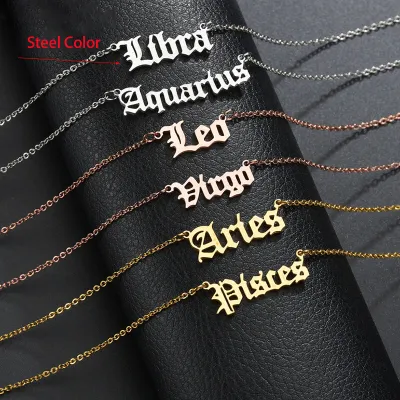 Women Minimalist Twelve Zodiac Design Stainless Steel Necklace