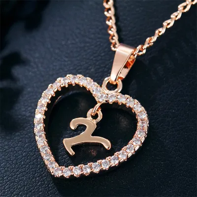 Women's Heart Shape 26 Alphabet Letter Design Alloy Pendant Necklace