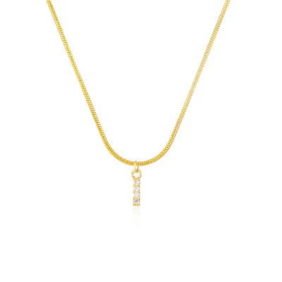 Women Delicate 26 Alphabet Letter Rhinestone Copper Necklace