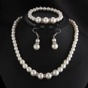 3pcs/set Women Temperament Freshwater Pearl Decorate Jewelry Set