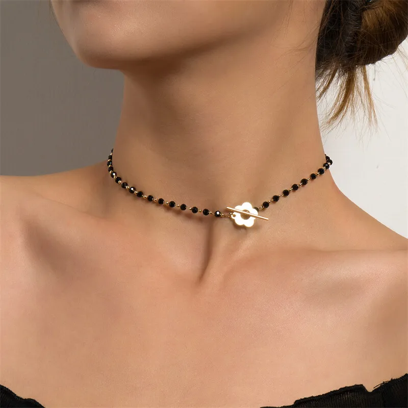 Women Fashion Flower Shape Alloy Choker Necklace
