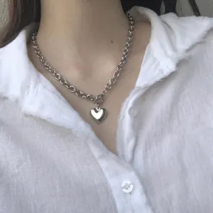 Women Punk Style Heart Shape Metal Necklace