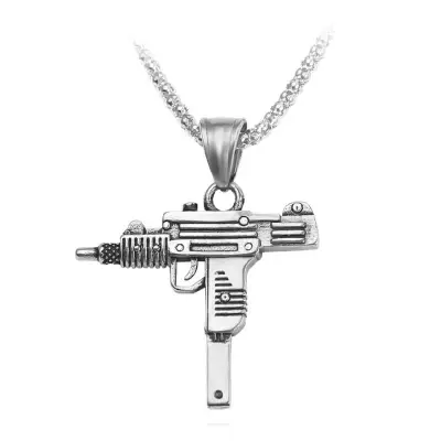 Hip Hop Pistol Shape Pendant Necklace Snake Chain Unisex Alloy